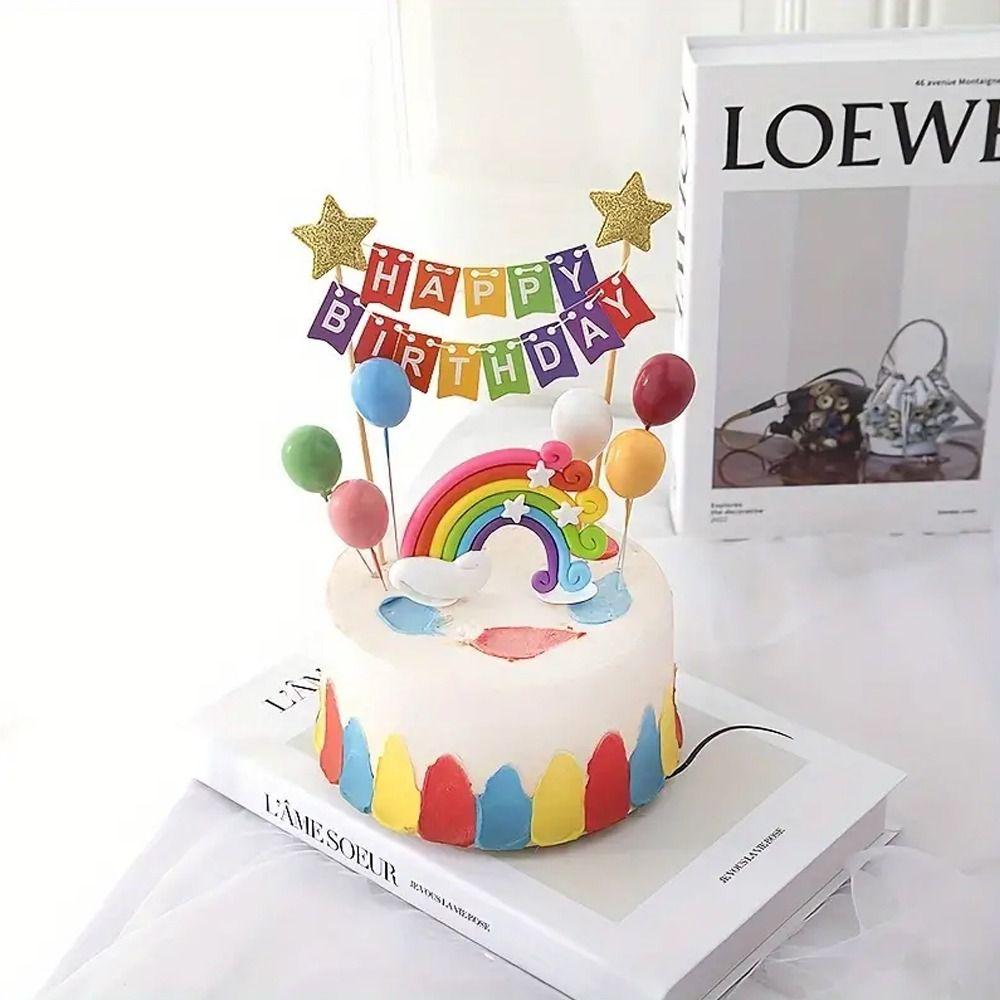 Handmade Cake Topper Cute Happy Birthday Cake Decor Pennant Cake Banner  Baby Shower Decor