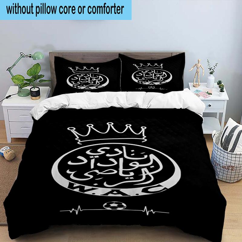Wydad AC Football Club Emblem 3PCS Bedding Set 2D Printing (Includes 1 Duvet Cover + 2 Pillowcases Coreless), Bedroom decor,Fan gift