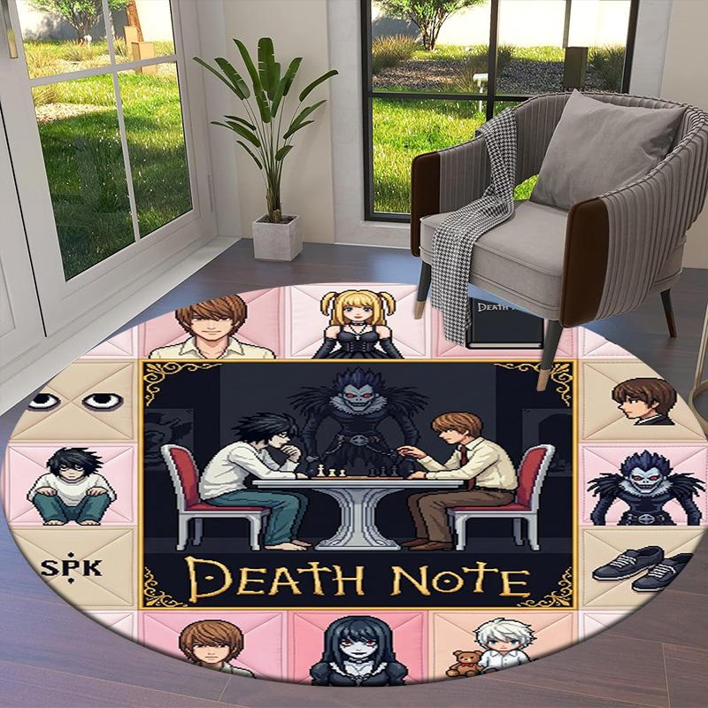 Death Note Round Area Rug Carpet Rug For Living Room Bedroom Sofa Playroom Decor Nonslip Floor Mat