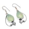 Green Chalcedony Gemstone Handmade 925 Sterling Silver Gift Earring 1.77" L4o62