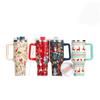 40oz Stainless Steel Thermos Bottles with Straw Christmas Series Insulated Water Bottle Keep Heat Cold Drink Mugs Cup Xmas Gift