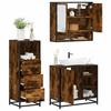 VidaXL Bathroom Furniture Set 3 Pcs Smoked Oak, Bathroom Cabinet, Toilet Storage Cabinet, 3301057