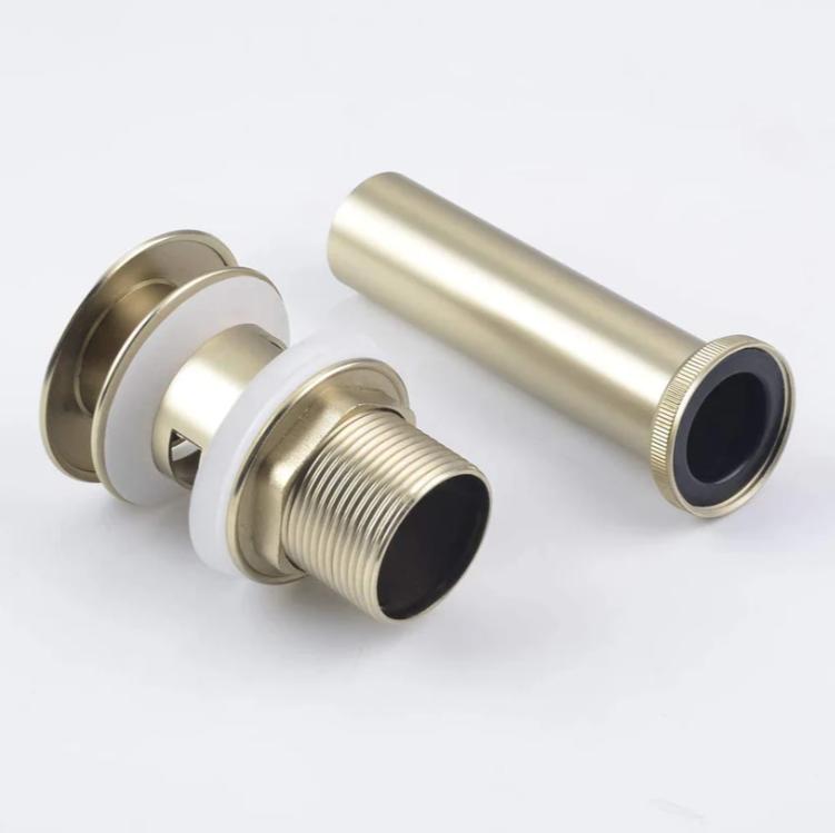 Lacquered Gold Solid Brass Pop Floor Drain Stopper Overflow Eco-Friendly Anti-Fingerprint Bathroom Sink Waste Drain Vessel