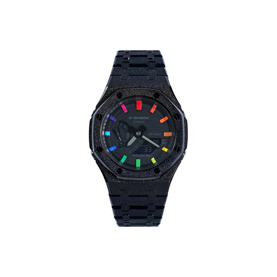 Casio Мужские часы с ЖК-дисплеем и аналоговым двойным дисплеем Серия Black GA-2100-1A1(Watch8--)