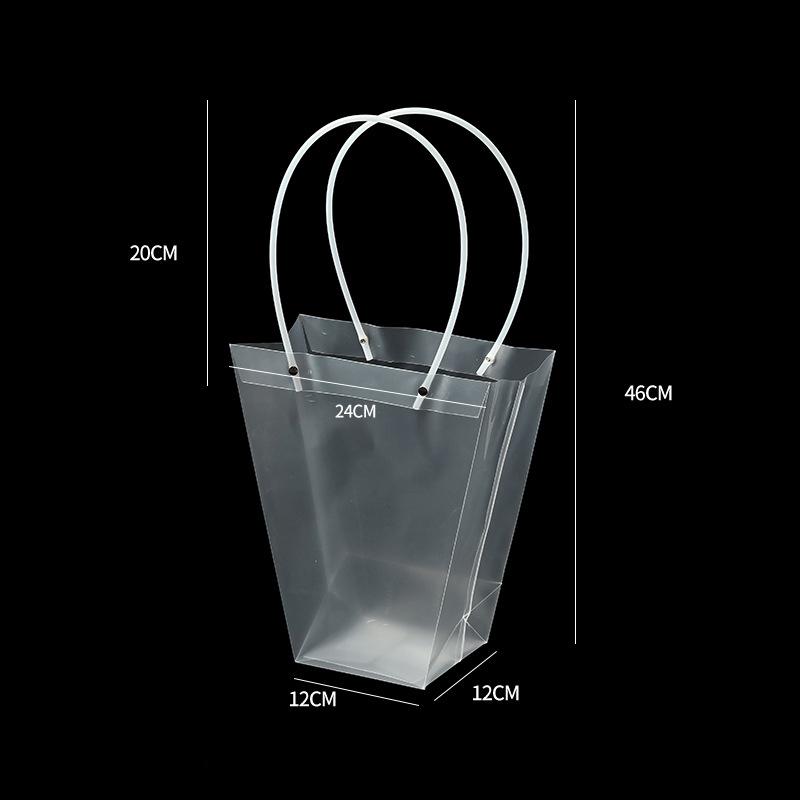 Большая, Средняя и Маленькая Прозрачная Трапециевидная Сумка-Тоут Сумка для Букета Флористические Принадлежности Подарок Подарочная Сумка для Цветов Сумка-Тоут
