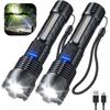 Kodect 2pcs Powerful XHP50 LED Flashlight Waterproof 18650 Torch With Side Light 7 Modes Camping Fishing Lantern USB Rechargeable Zoom Lamp