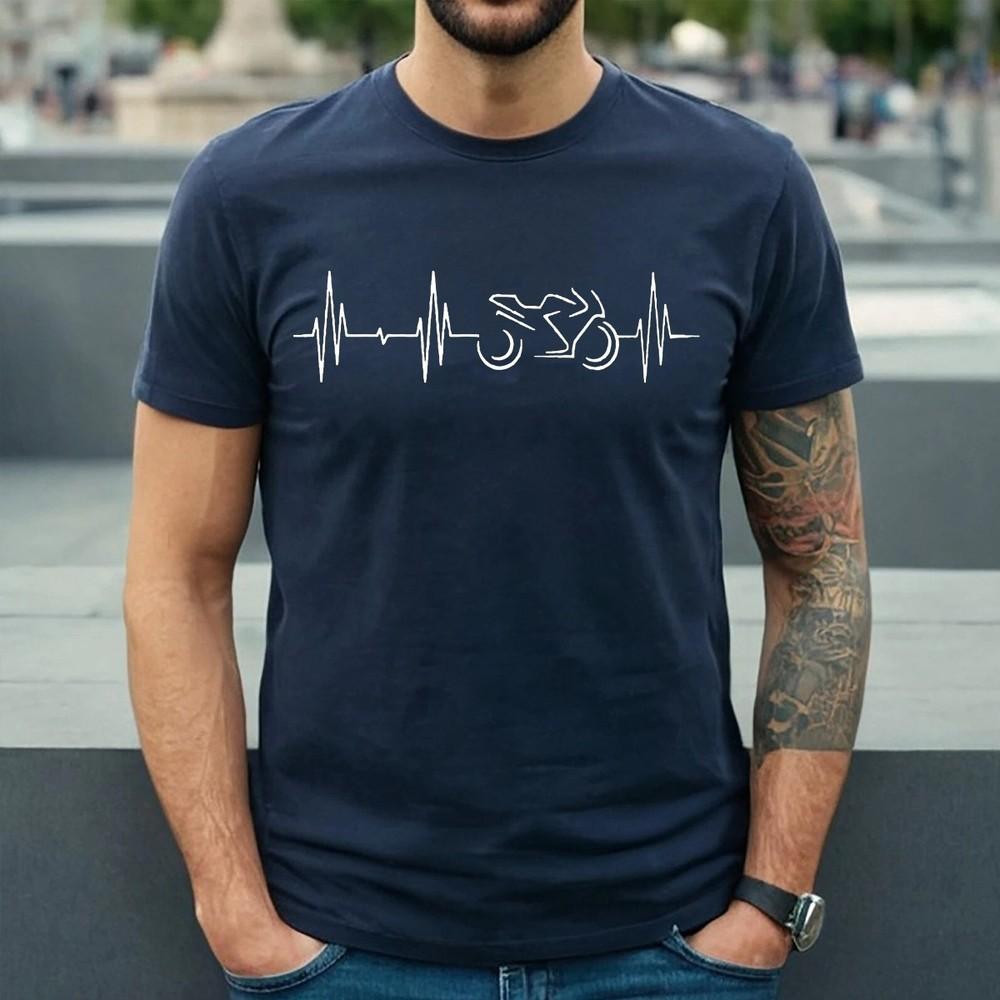 Motorcycle Heartbeat | Biker | Line Frequency | Novelty | MEN'S T-shirt TEE TOP