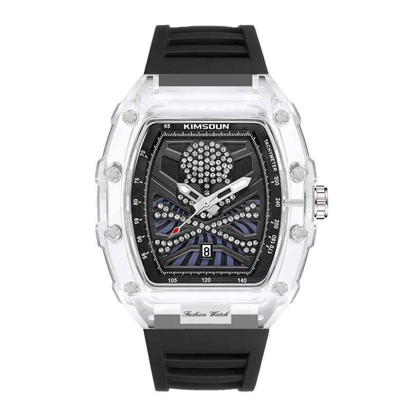KIMSDUN New Watch Men's Barrel Skeleton Watch Transparent Fashion Personality Quartz Watch Men's Watch