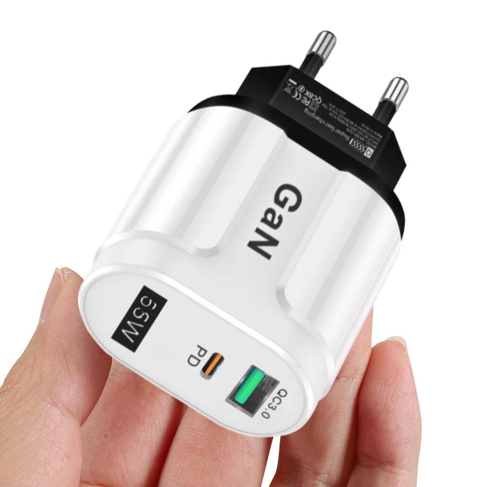 Многопортовое зарядное устройство GaN Европейского стандарта PD33W QC3.0 с быстрой зарядкой 9В/12В