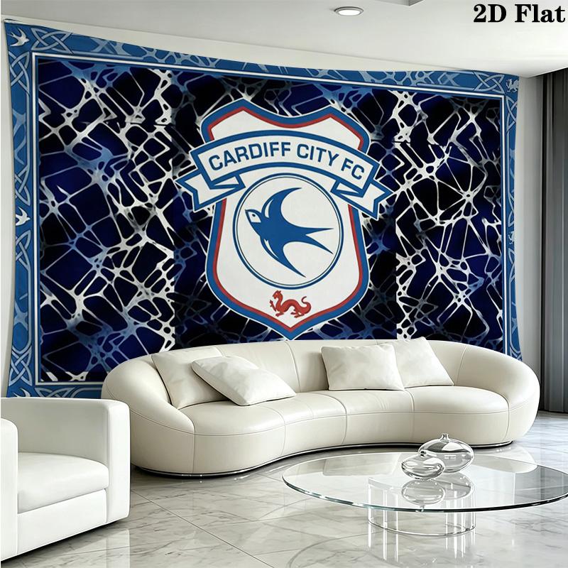 Cardiff City FC Wall Tapestry Aesthetic Wall Hanging Printed Fabric Blanket Decorative Tapestries for Bedroom Living Room Home Decor