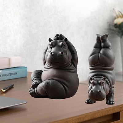 1 шт. Фигурка бегемота 3D-печать Йога-бегемот Статуэтка Разные стили Декоративное украшение-бегемот