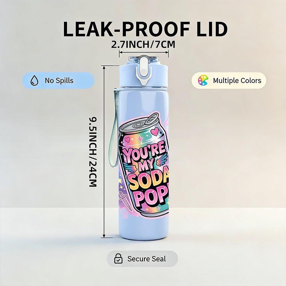 1PC Don’t Forget Today Pop Art Print 750ml Color Plastic Sports Water Bottle Leakproof Flip Straw Lid Suitable for Sports Office Home Use