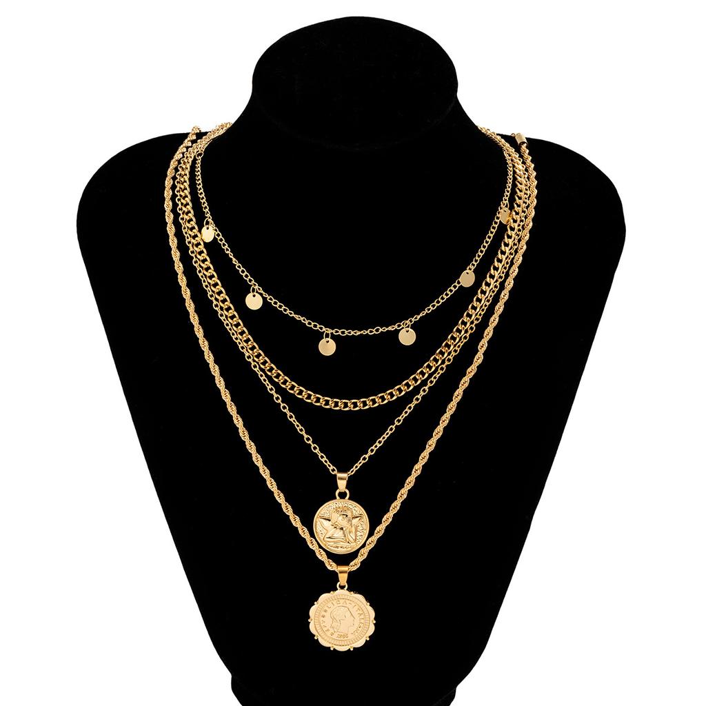 Vintage Coin Pendant Necklaces for Women Fashion Figure Long Choker Necklace Statement Jewelry Gift