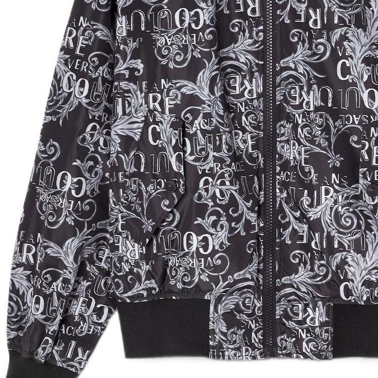 VERSACE JEANS COUTURE Jackets Men's Black Baseball Collar Moderate Straight Fit E74GASD17-ECQS51-E801