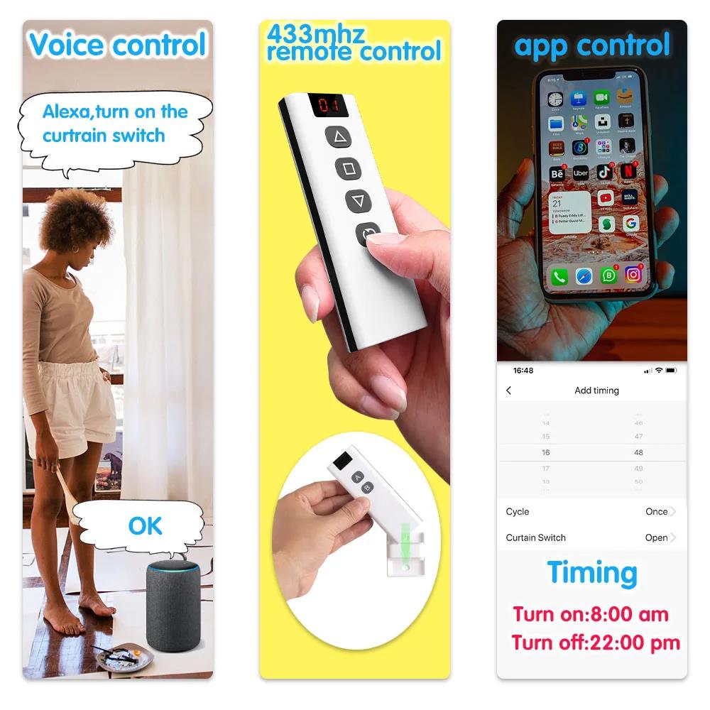 Wi-Fi RF Выключатель для штор Tuya Smart Life Модуль для рулонных штор 433 МГц 5-в-1 Пульт дистанционного управления, для гаражных ворот Оконных жалюзи Alexa