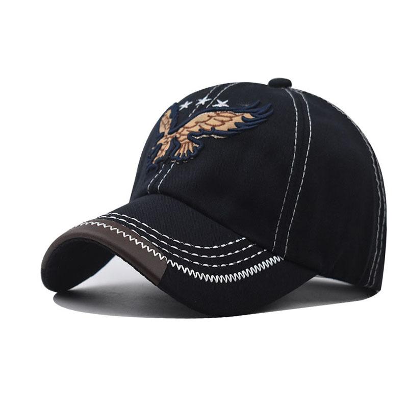 Стираный хлопок Классическая бейсболка с вышитым орлом Старая стираная кепка с козырьком Шляпа от солнца для активного отдыха
