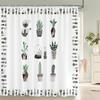 Tropical Plant Cactus Shower Curtain 180cm *180cm with Hooks, Floral Waterproof Shower Curtain, Shower Curtains for Bathroom