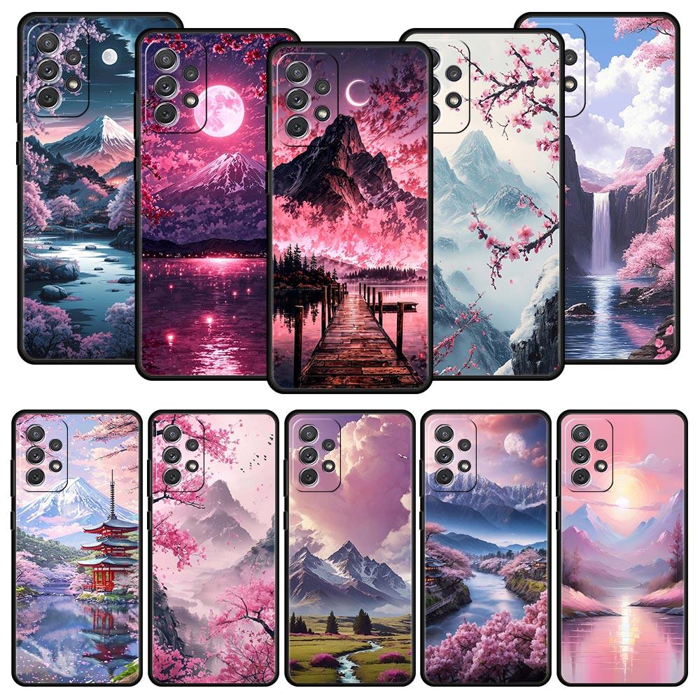Pink Sunset Mountain Phone Case for Samsung Galaxy A55 A35 A17 A07 A15 A13 A25 A51 A71 A72 A73 A32 A52 A52S A41 Soft TPU Shell