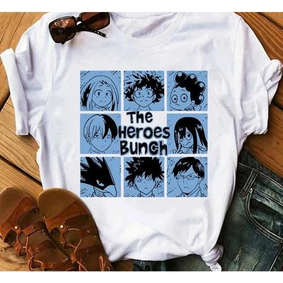 Японское аниме Моя геройская академия Графическая футболка с забавным принтом Модная женская ретро хлопковая футболка Летний свободный топ Y2K Футболка