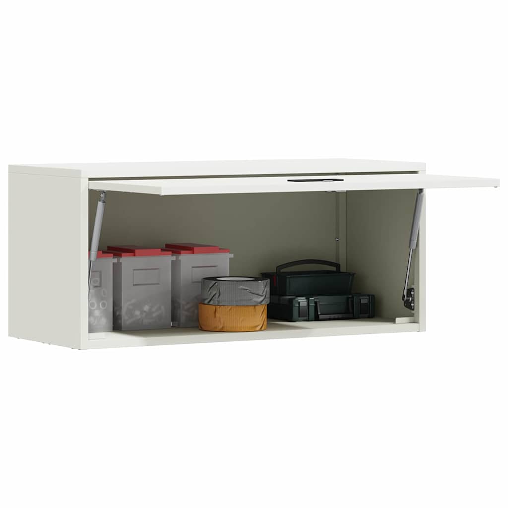Wall Mounted Garage Cabinet with Gas Spring Door White