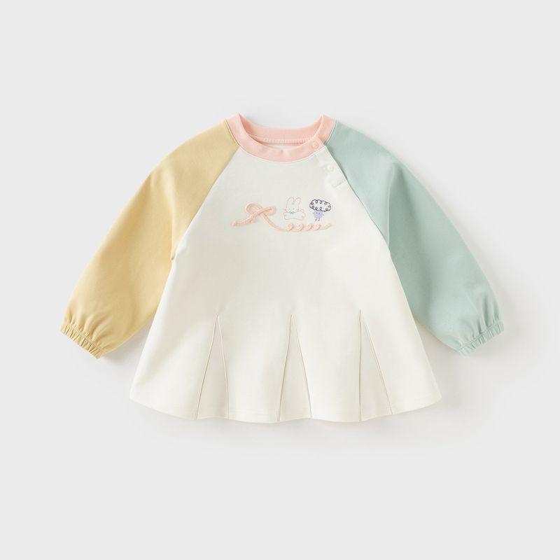 David Bella Kidsren's Knitted Long-Sleeved T-Shirt 2026 Girls' New Spring Dress-Style Top Baby Girl's Bottoming Shirt