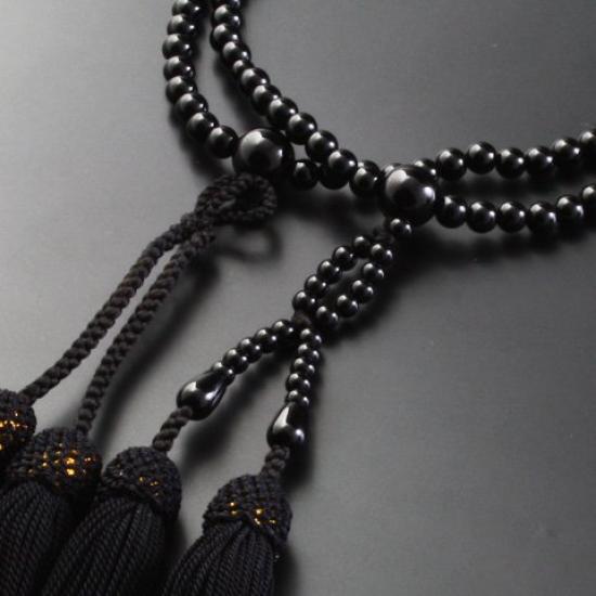 Киотский буддийский алтарь Хаяси четки Дзёдо Синсю восьмого размера черный оникс официальная церемониальная сумка Киотские четки (Для женщин) [Набор бусин] SW-069