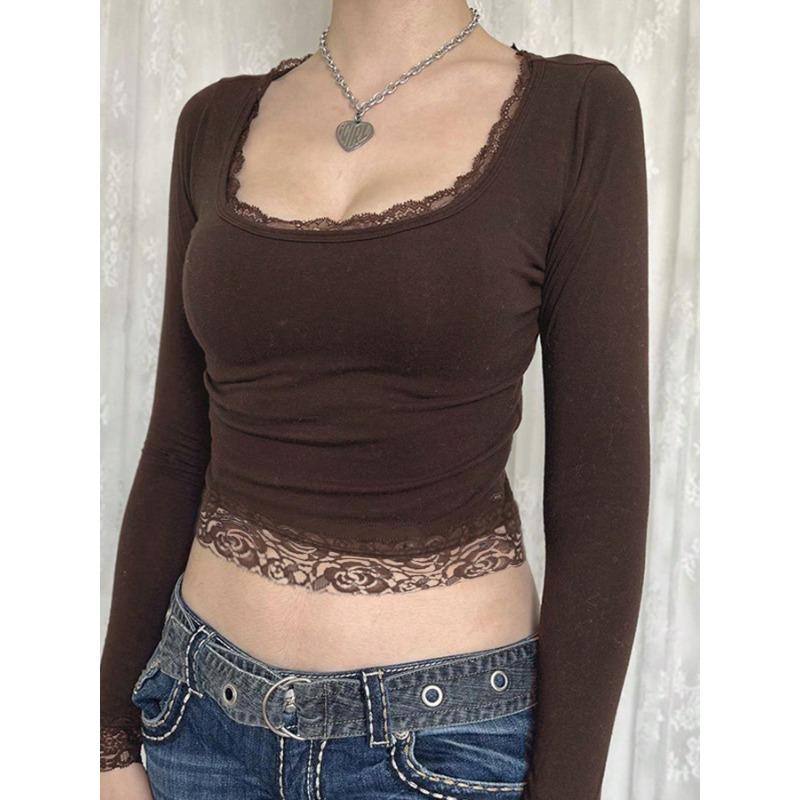 YYFS Женские модные повседневные весенне-осенние однотонные блузки и рубашки с квадратным воротником и длинными рукавами с принтом