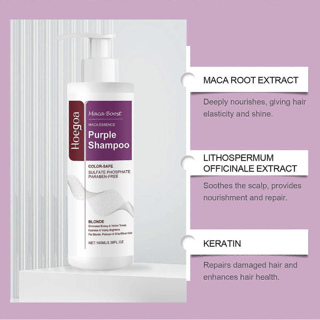 Maca Essence Purple Hair Mask + Purple Shampoo Set, Neutralizes Brass & Yellow Tones for Blonde Silver Gray Highlighted Hair, Color Care Conditioner