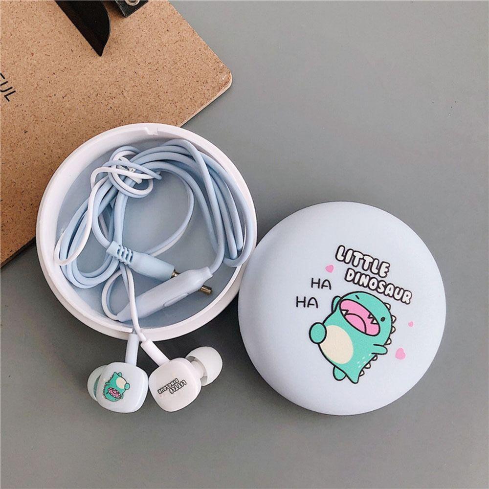 With Storage Box Wired Headphones Dinosaur Earplugs Exquisite Wired Headset  Videos