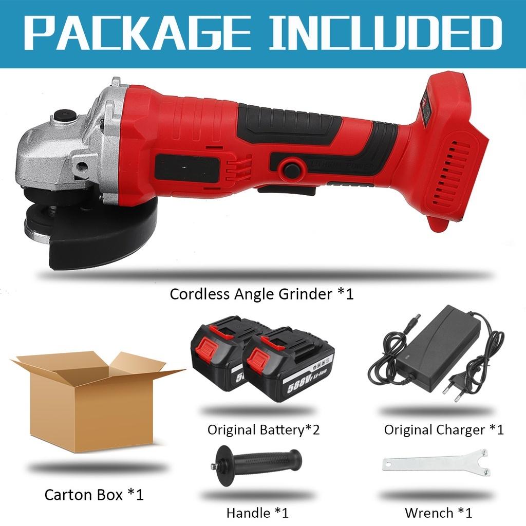 125 мм 588 В Бесщеточная электрическая угловая шлифмашина с 1/2 шт. батареей 22980 мАч Перезаряжаемый аккумуляторный шлифовальный инструмент для 18 В батареи