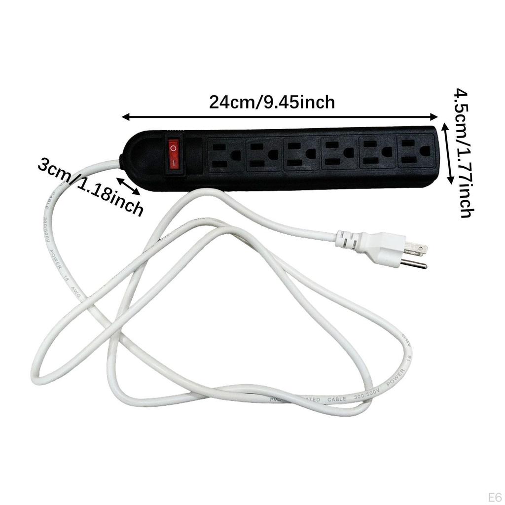 Удлинитель на 6 розеток с плоской вилкой, простой в использовании, портативный, с выключателем для гаража, бизнеса