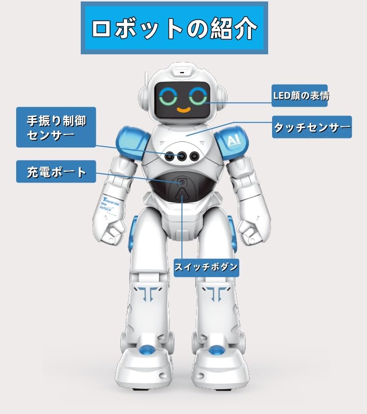 Robot Multifunctional Voice Hand Gesture Easy English Walking English Conversation Toy for Elementary School Communication Touch Birthday Gift for