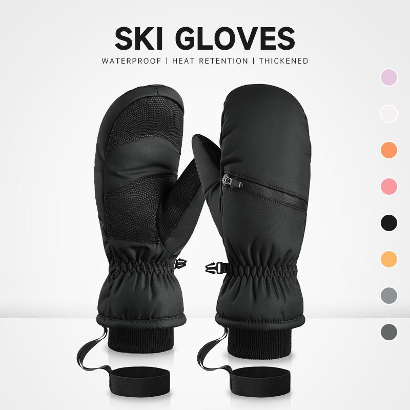 Ski gloves men's and women's winter cold-proof cycling snow three-proof fabric thickened warm outdoor sports gloves