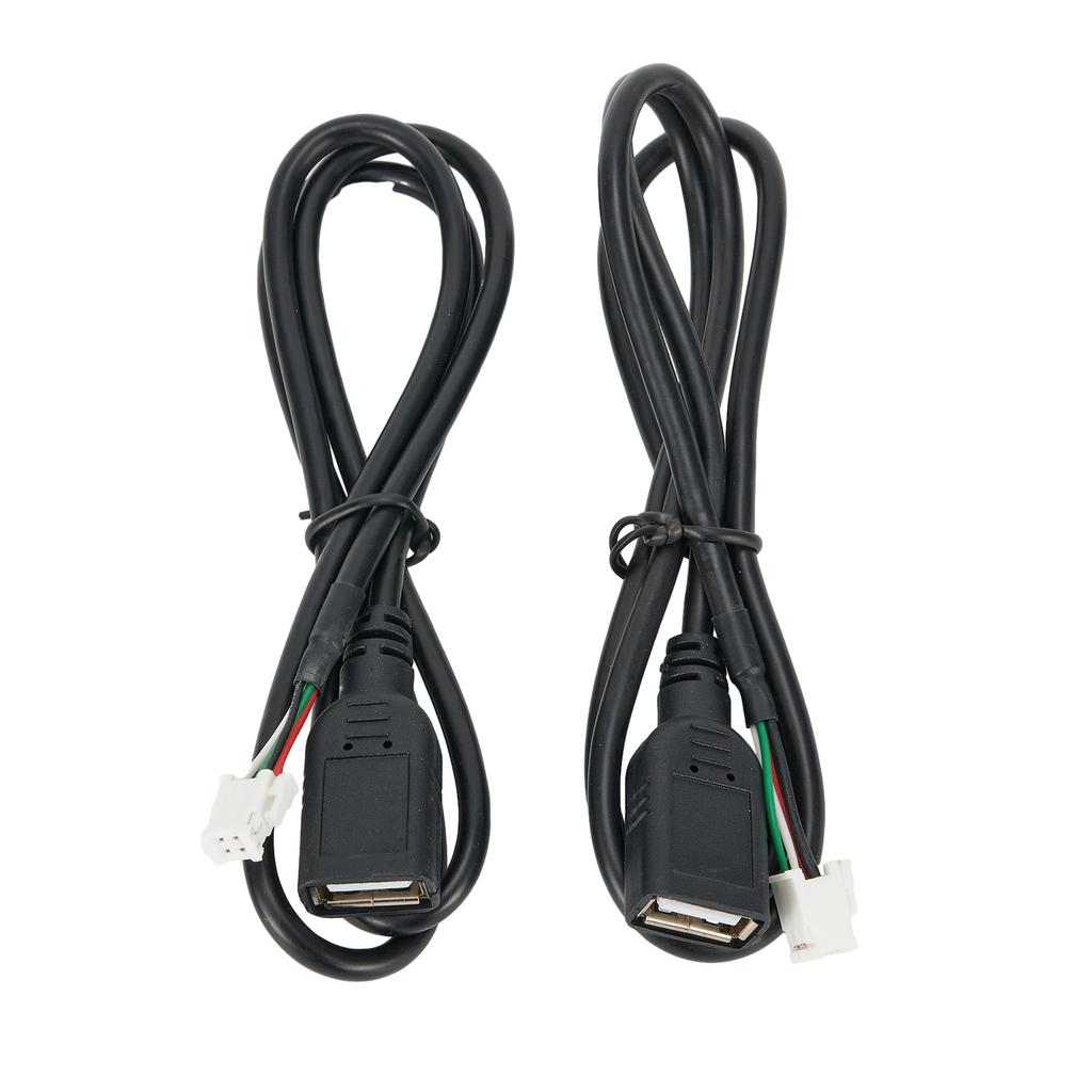 2 Pcs 75 Cm 4 Pin And 6Pin Connector USB Extension Cable Adapter Black For An Car Radio Stereo Battery Charging Units