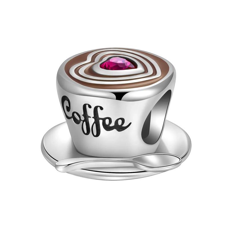 925 Silver Coffee Cup Charm Bead for DIY Bracelets Necklaces Pendants Handmade Jewelry Gift for Women Men