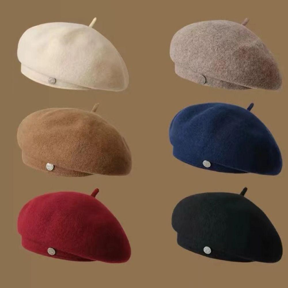 Британский стиль Шерстяной берет Шерстяная ретро шляпа художника Модная восьмиугольная шляпа Уличная