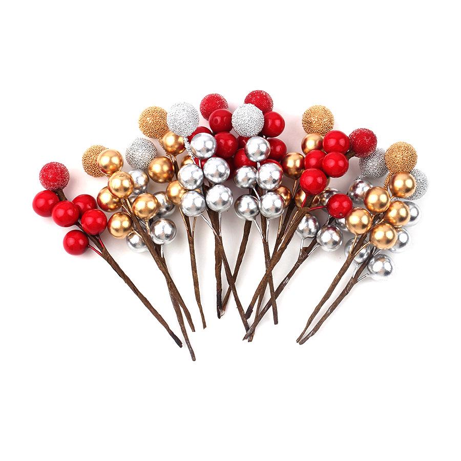 Christmas Gold Bead & Berry Decorative Branches
