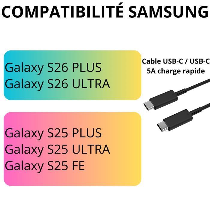 Lot 3 Cables charge rapide USB-C USB-C 1m pour Samsung Galaxy S26 PLUS/S26 ULTRA/S25 PLUS/S25 ULTRA/S25 FE Phonillico®
