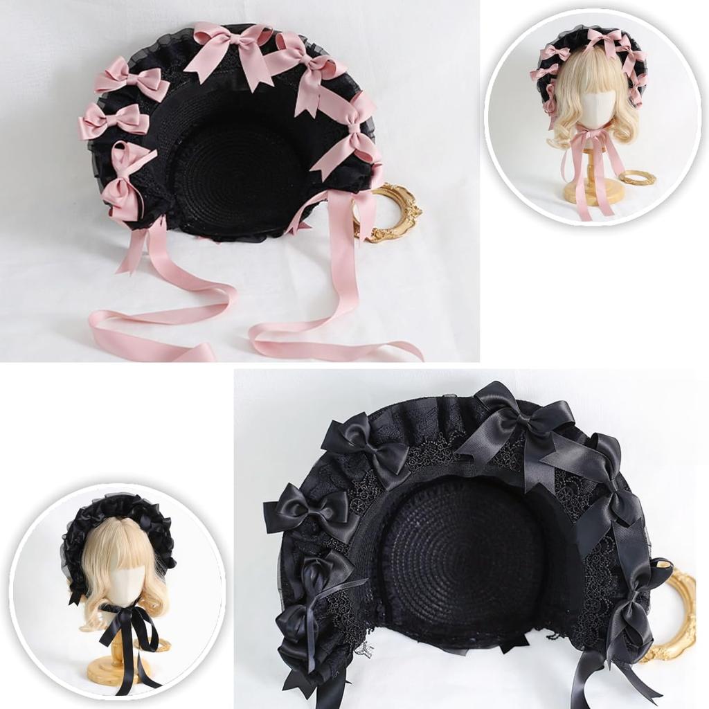 Кружевная шляпка горничной Lolita Ligwon с волосами, Готическая маленькая школьная шляпка для чаепития, Чепчик, Шляпа, Лента, Аксессуар, Девочка, Лолита, Принцесса, Кукла, Лицо,