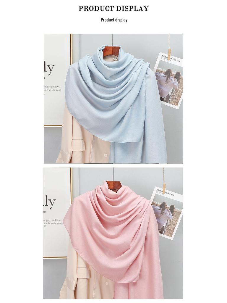 Женский ретро шарф-шаль из хлопка и льна в корейском стиле - Универсальный для весны и осени