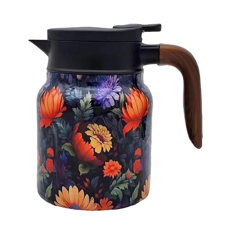 Бутылка-термос 1000 мл, винтажный цветочный узор, чайный термос, термос-чайник, чайник из нержавеющей стали с ситечком для заваривания чая для напитков