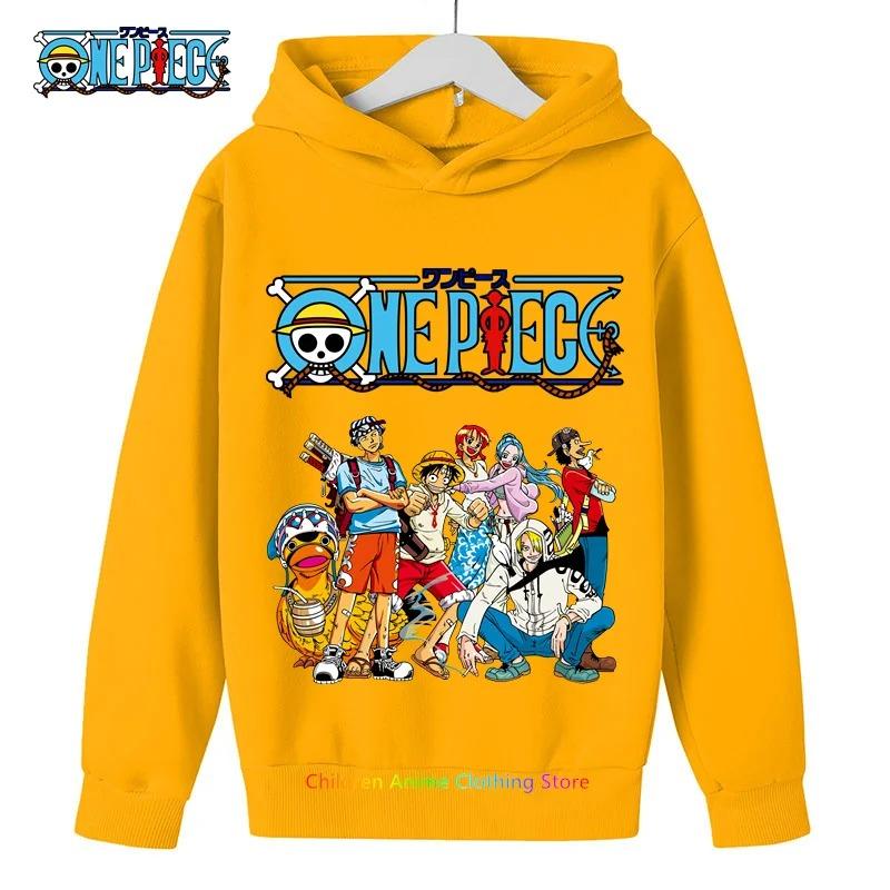 Толстовка с капюшоном Anime Luffy для детей, цельный свитшот, пальто для мальчиков и девочек, теплый свитер, осенняя одежда