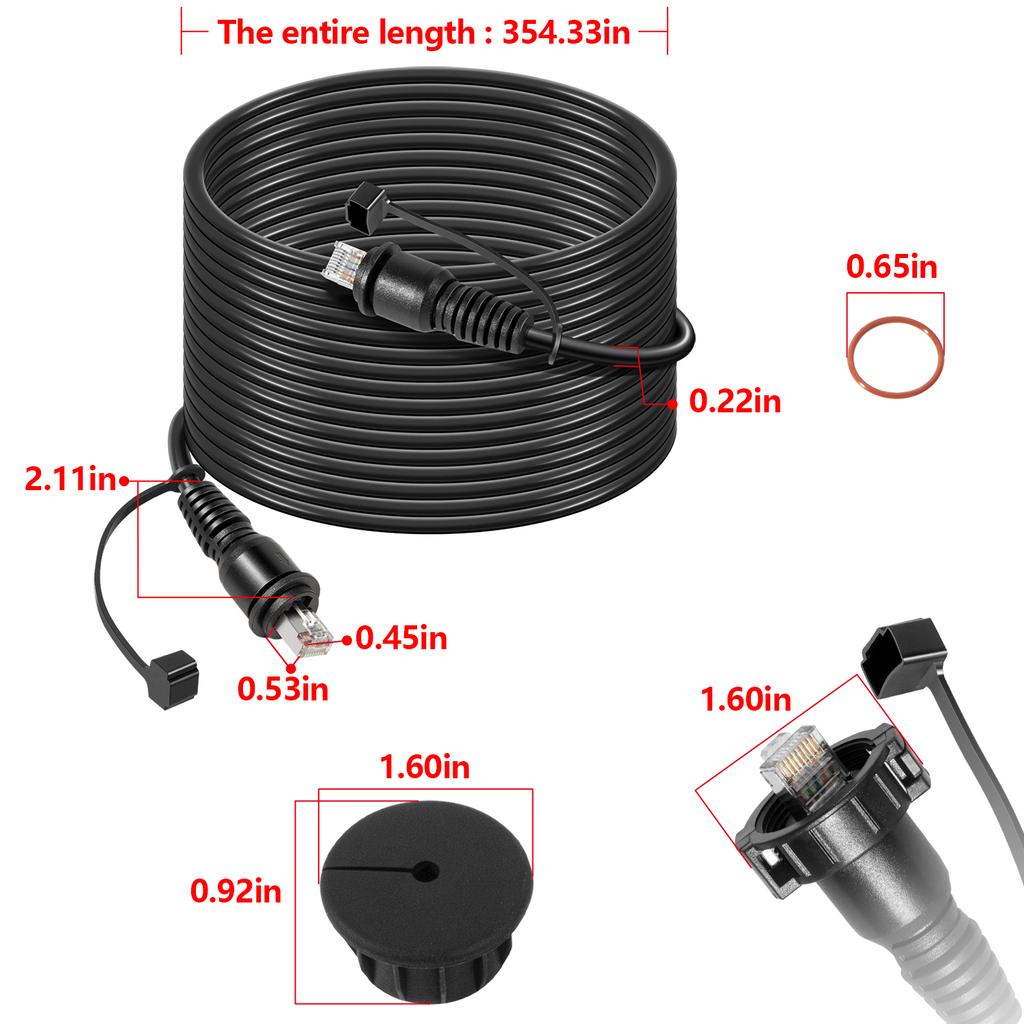 30 Foot Marine Network Cable for Garmin GPSMAP, Fish Finder, Radar, GMR, GMS 10 - RJ45 Male to Male Ethernet Cable for Garmin