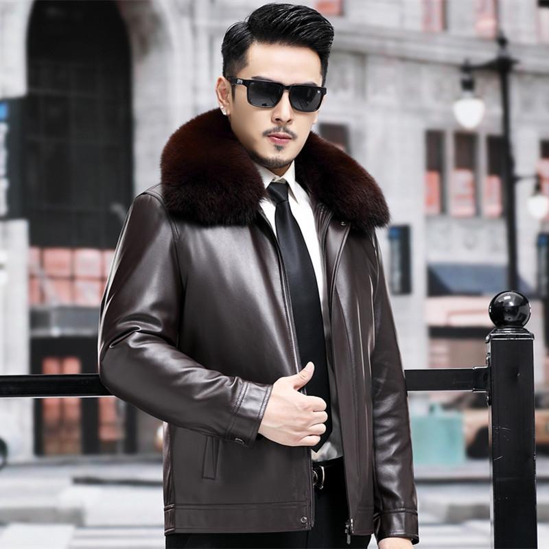 Кожаная куртка мужская Ni Overcome Sheepskin Gold Mink Fur Mink Liner Fur Integrated Men's Jacket Winter