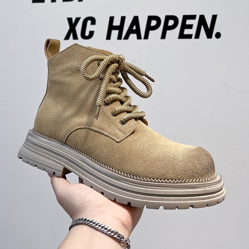 Ботинки мартин мужские осенне-зимние парные высокие рабочие ботинки в британском стиле средней высоты из матовой кожи Tide 24458-A