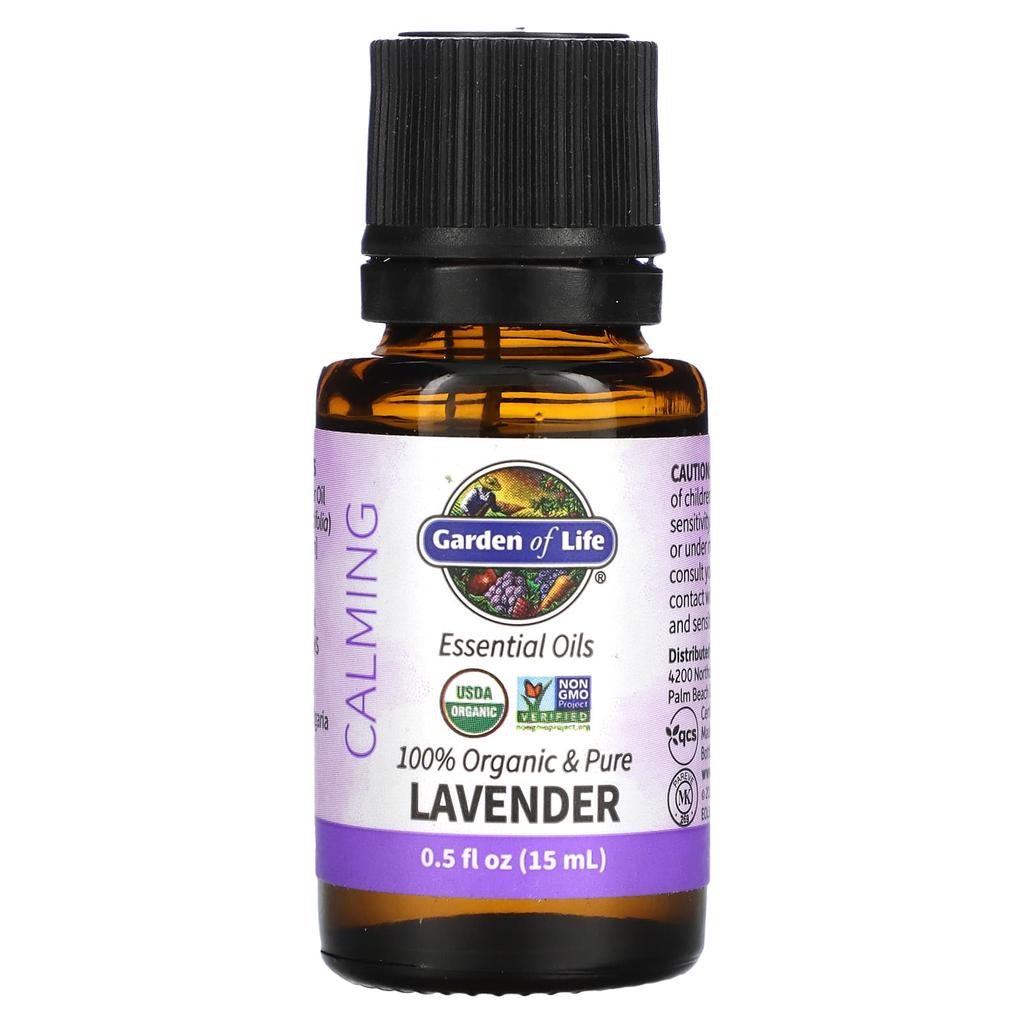 Garden of Life 100% Organic Essential Oils, Soothing, Lavender, 0.5 Fl Oz (15 Ml)