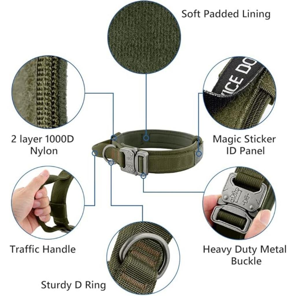 Тактический ошейник для собак Plutus Pet, с мягкой подкладкой, регулируемый