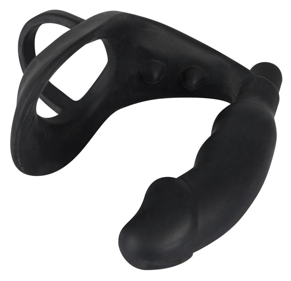 Penis Ring with Vibration and Dildo - Black Velvets