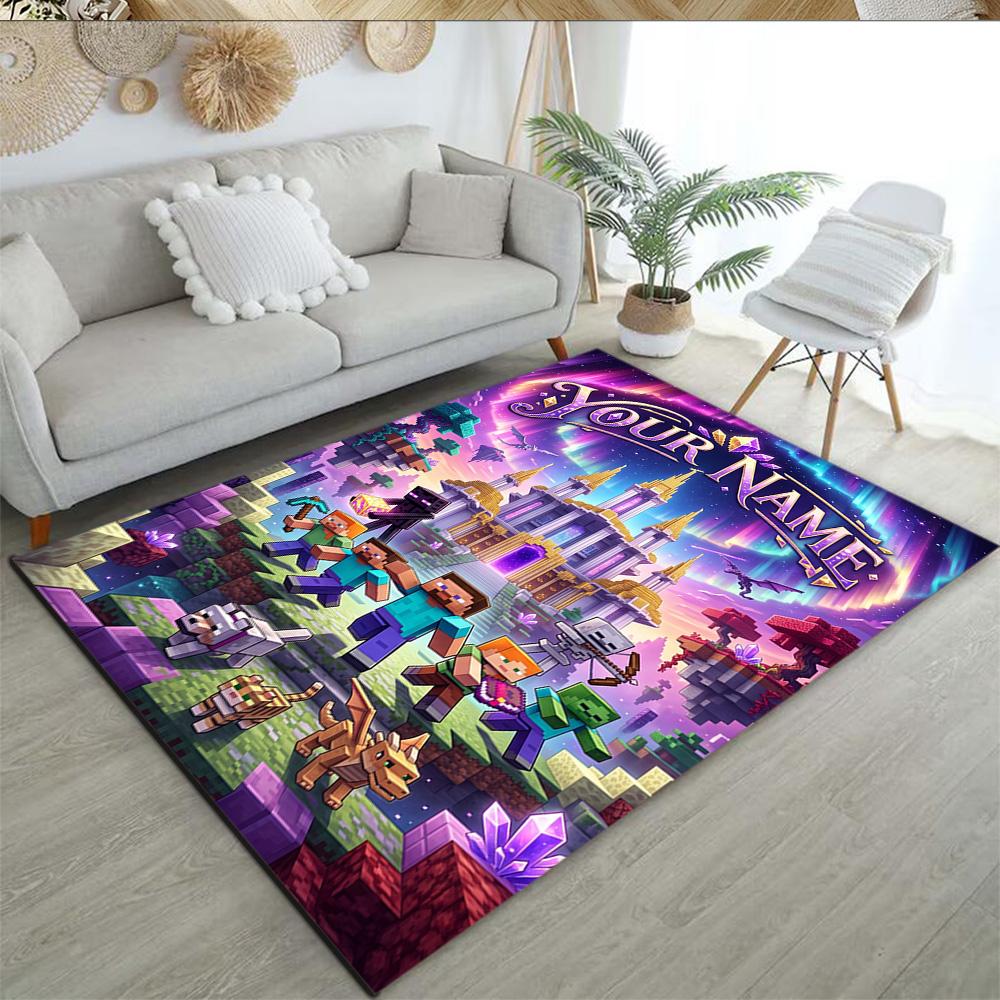 Minecraft Customize Text Carpet Suitable For Hallway Playrooms Bedrooms Dining Room Antislip Rug Anime Office Decor Perfect Gift For Womenmen