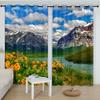 2PC Beautiful Scenery Curtain Snow Mountain Forest River Printed Curtain for Bedroom Living Room Kitchen Shutters Blinds Window